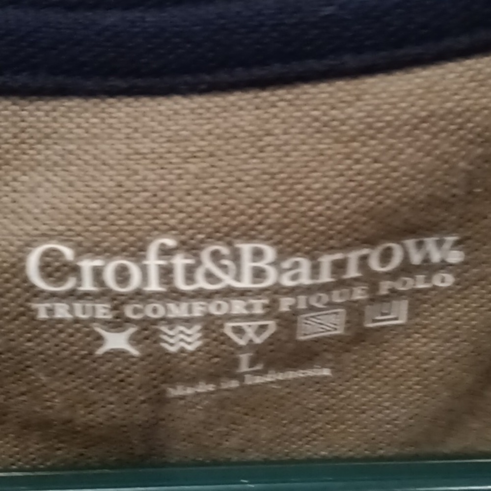 NWT Croft & Barrow pewter colored short sleeve polo shirt w side slits Size Lrg